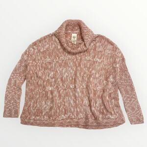 Self Esteem Cowl Neck Knit Sweater Women’s Large Pink & White